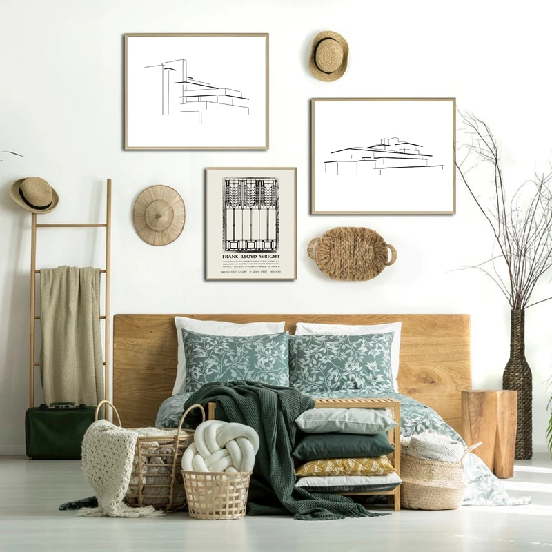 Фрэнка Ллойд Райт художественные принты падающий дом абстрактная линия рисунок