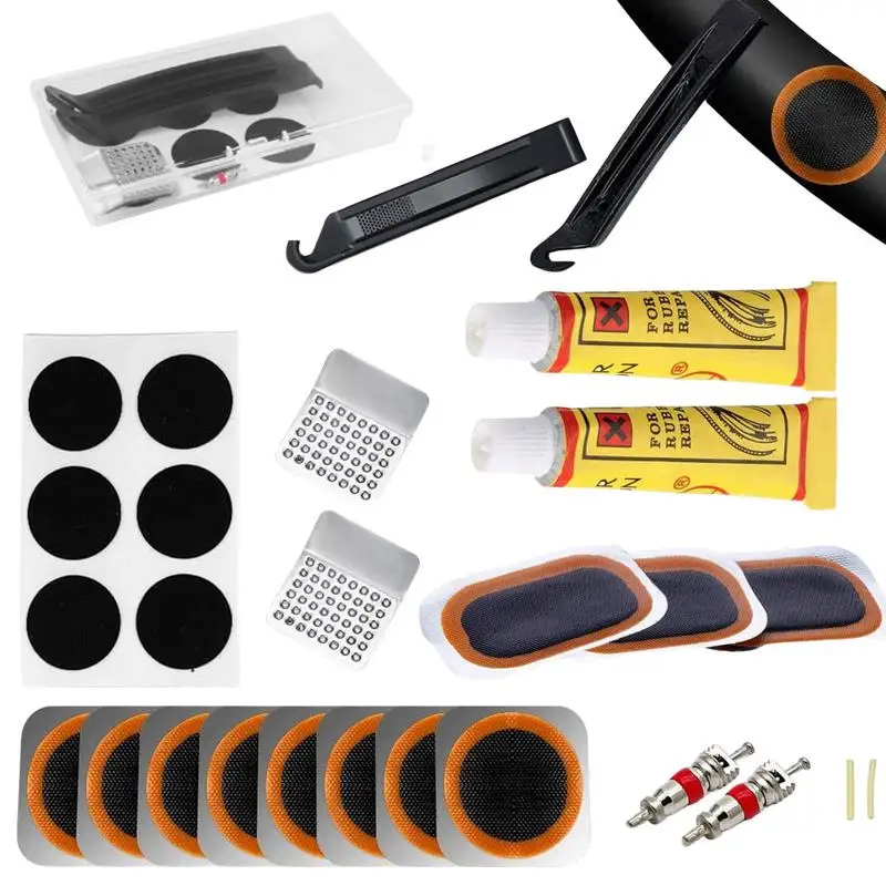 

25/27/29 Pieces Bike Tire Repair Kit Bike Patch Kit For Bike Inner Tube Fix A Puncture Or Flat Portable Bike Tool Kit