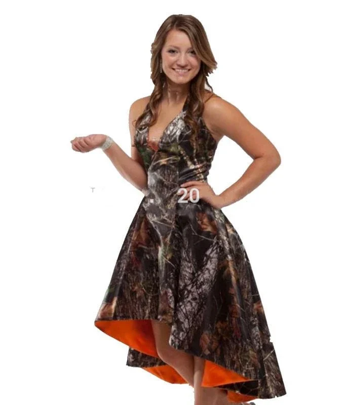 

2 STORE камуфляжное платье с лямкой на шее для выпускного вечера, женское платье с открытыми плечами, реальная модель со шнуровкой на спине, женское платье, модная онлайн-распродажа