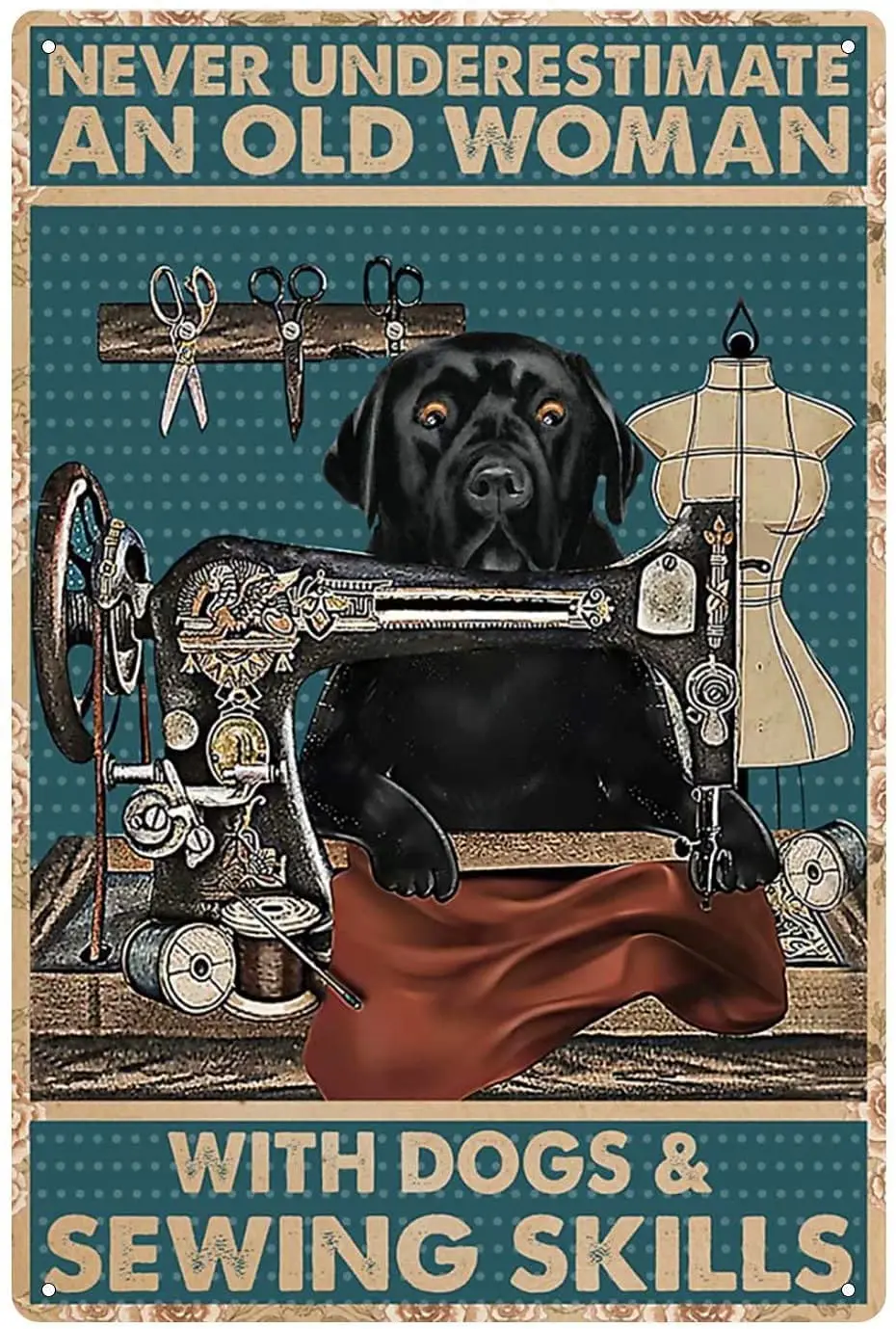 

dog Sewing New Vintage Metal Tin Sign Decor for Home Office Restaurant Garage Bar