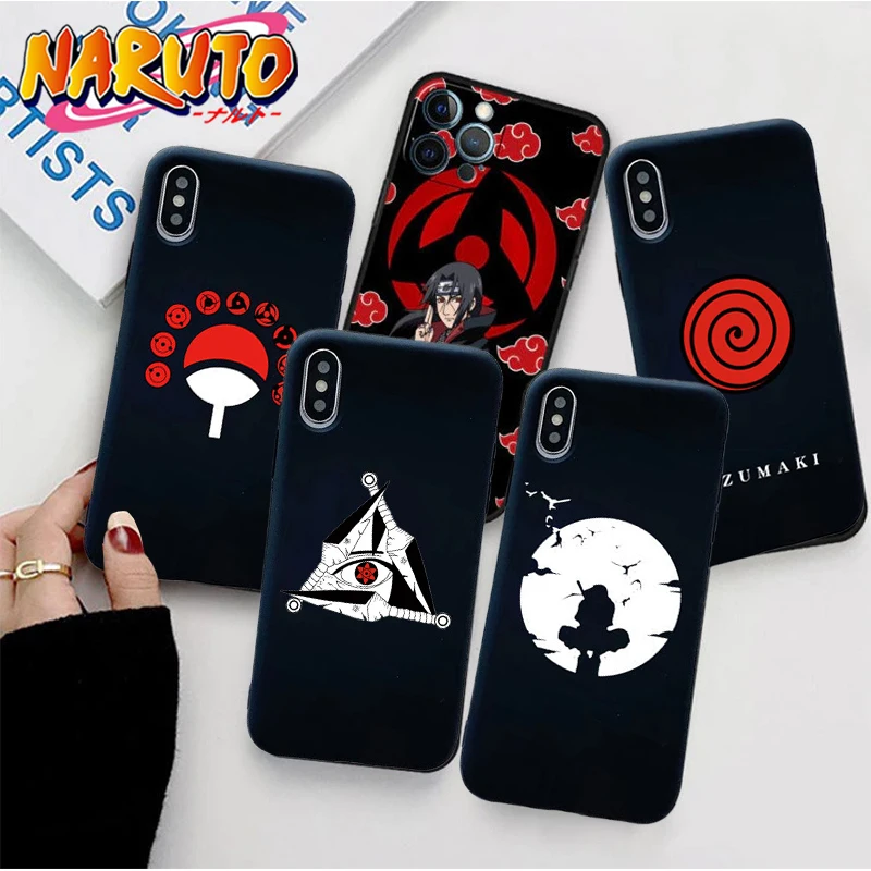 Чехол для телефона с аниме Наруто для IPhone 14, 13, 12, 11 Pro Max, X, Xs, Xr, рингуан, Шаринган, Акацуки удзумаки, мягкий силиконовый чехол, крутой подарок