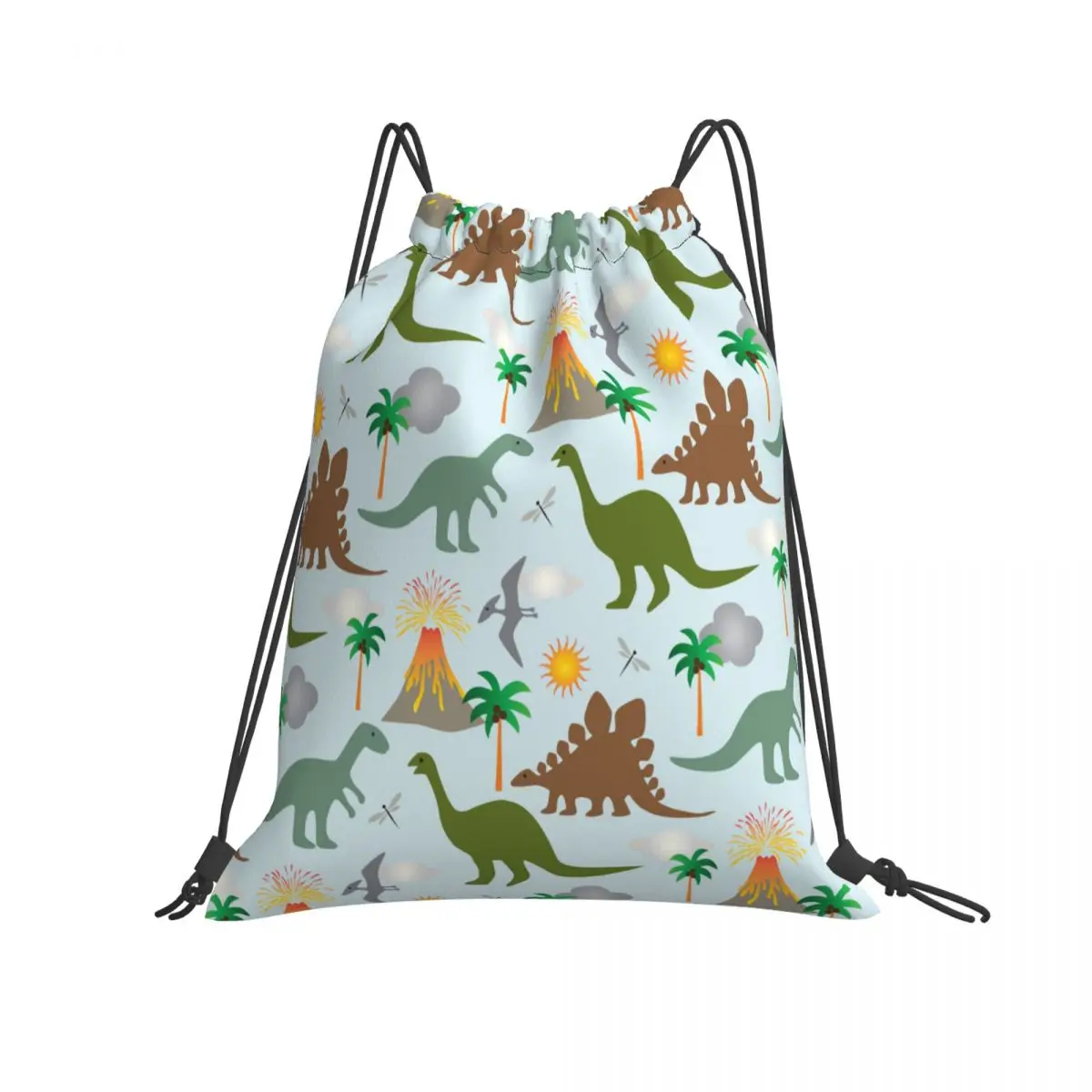 Drawstring Bag Dinosaur Scene Foldable Gym Bag Fitness Backpack Hiking Camping Swimming Sports Bag
