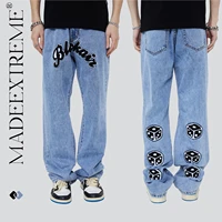 made extreme fashion dice embroidery street retro denim jeans casual trousers men and women baggy jeans y2k jeans men