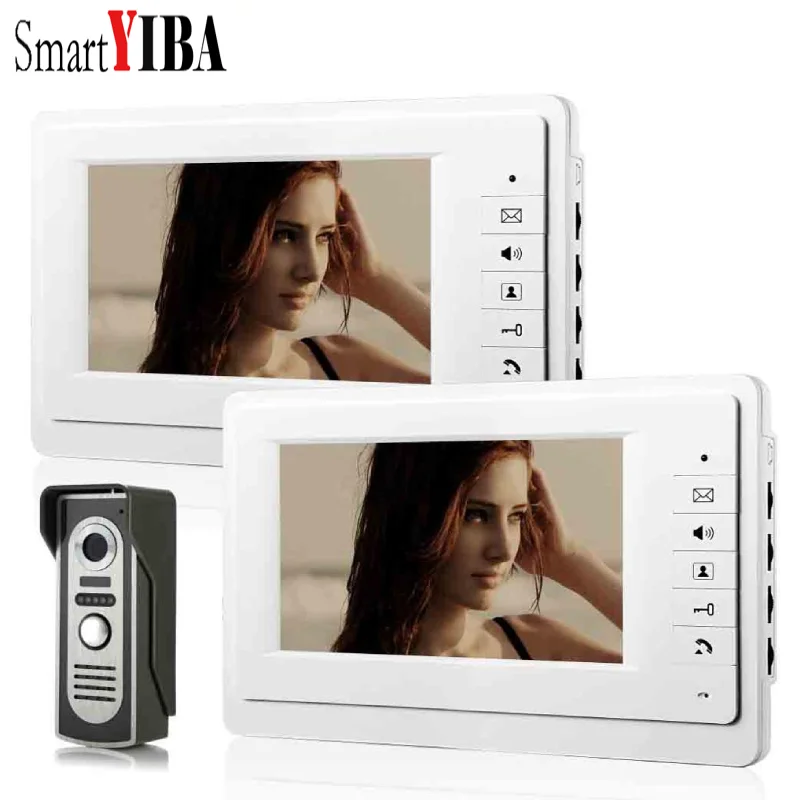 SmartYIBA Home Security Video Intercom IR Camera 7''Inch Monitor Wired Video Door Phone Doorbell Speakephone Intercom System