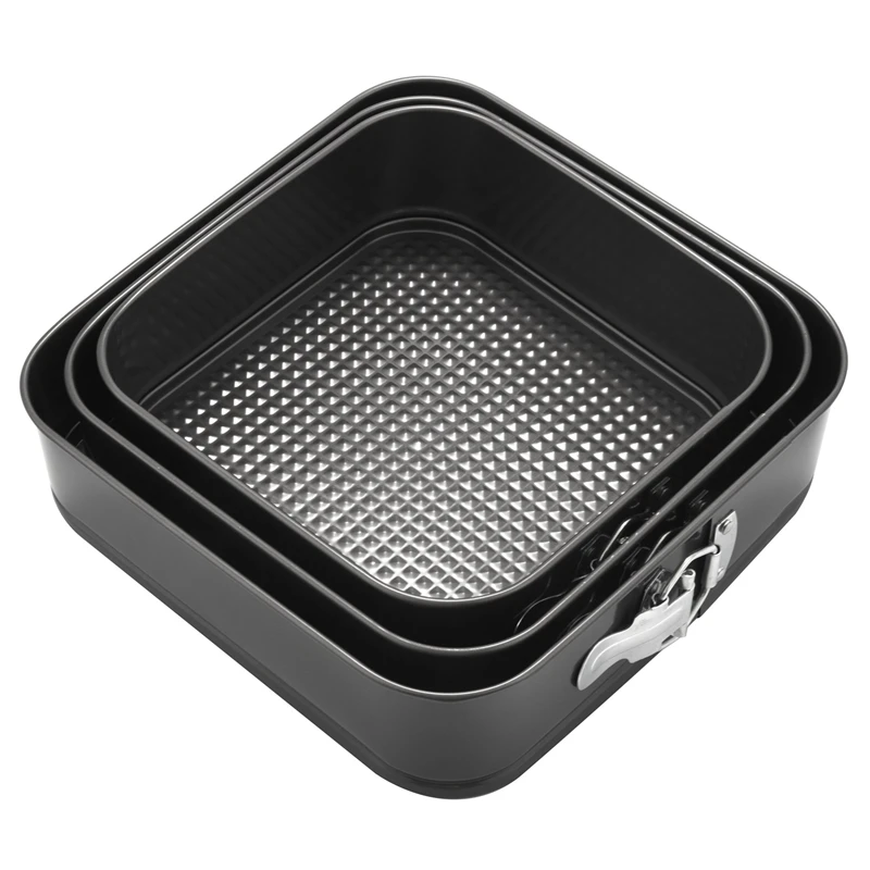 

3 шт./компл. 8/9/10 дюймов квадратная антипригарная форма из углеродистой стали с пружинным стержнем, металлическая форма для выпечки, кухонные...