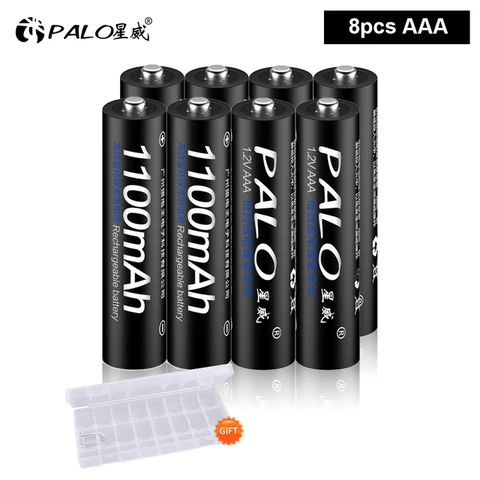 PALO 4-16Pcs 1100mAh (мизинчиковые) AAA Аккумуляторная батарея 1.2V Ni-MH HR03 AAA Аккумуляторная батарея 3A Аккумуляторная батарея Аккумуляторная батарея AAA