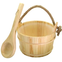 sauna accessories kit sauna barrel set wood sauna bucket with handle hot tub accessories 6l wood bucket extended rope handle