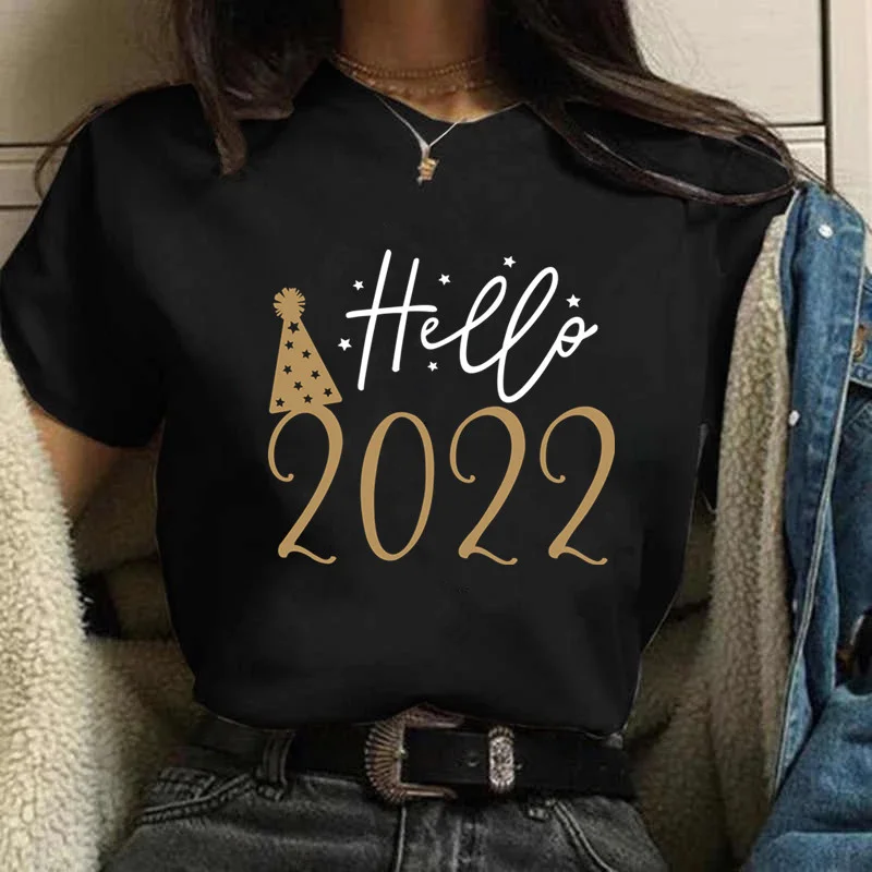 

Hello 2022 T Shirt Women Shirts Short Sleeve T-Shirt Summer Tees Top Year's