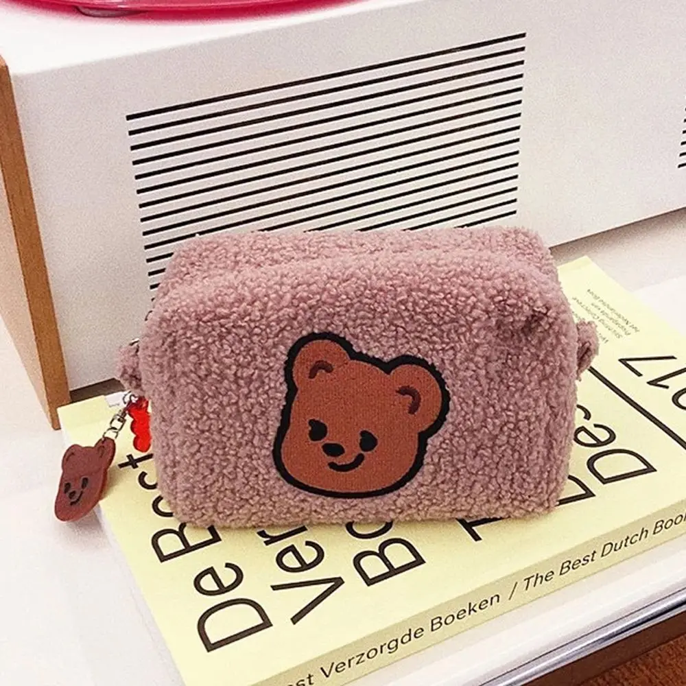 

Women Korean Bear Large Capacity School Travel Makeup Brush Wash Bag Cosmetic Organizer Storage Pouch Plush Makeup Bag