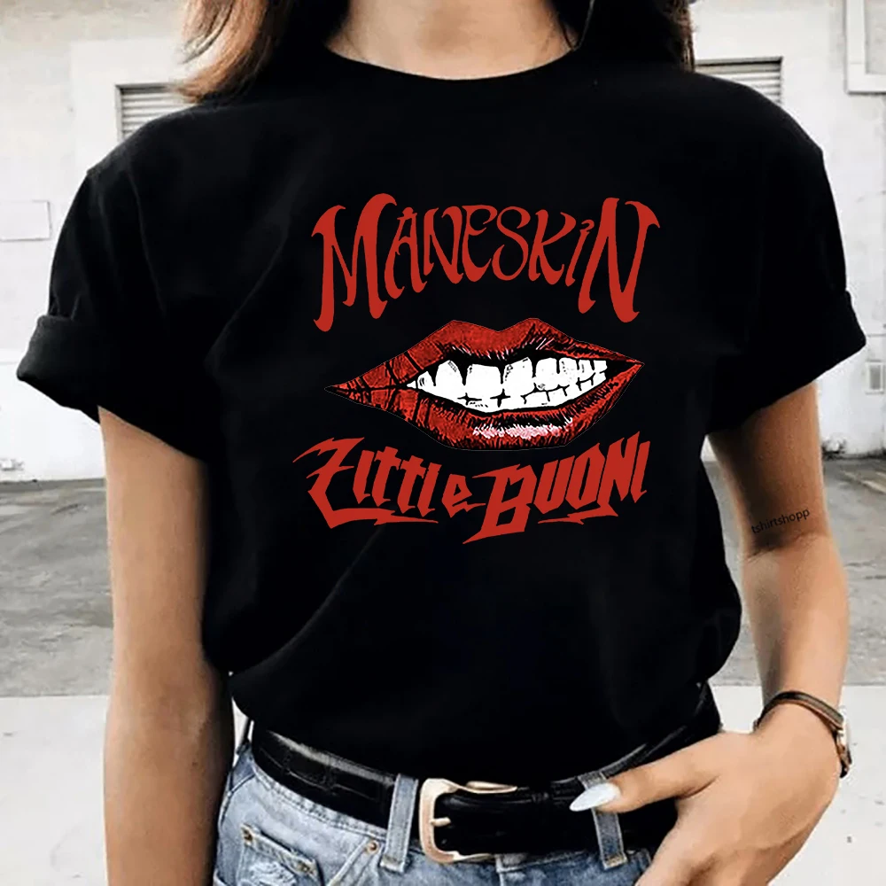 

Футболка Maneskin Новая летняя модная женская Повседневная футболка в стиле хип-хоп популярная женская футболка в стиле Харадзюку Kawaii футболки...