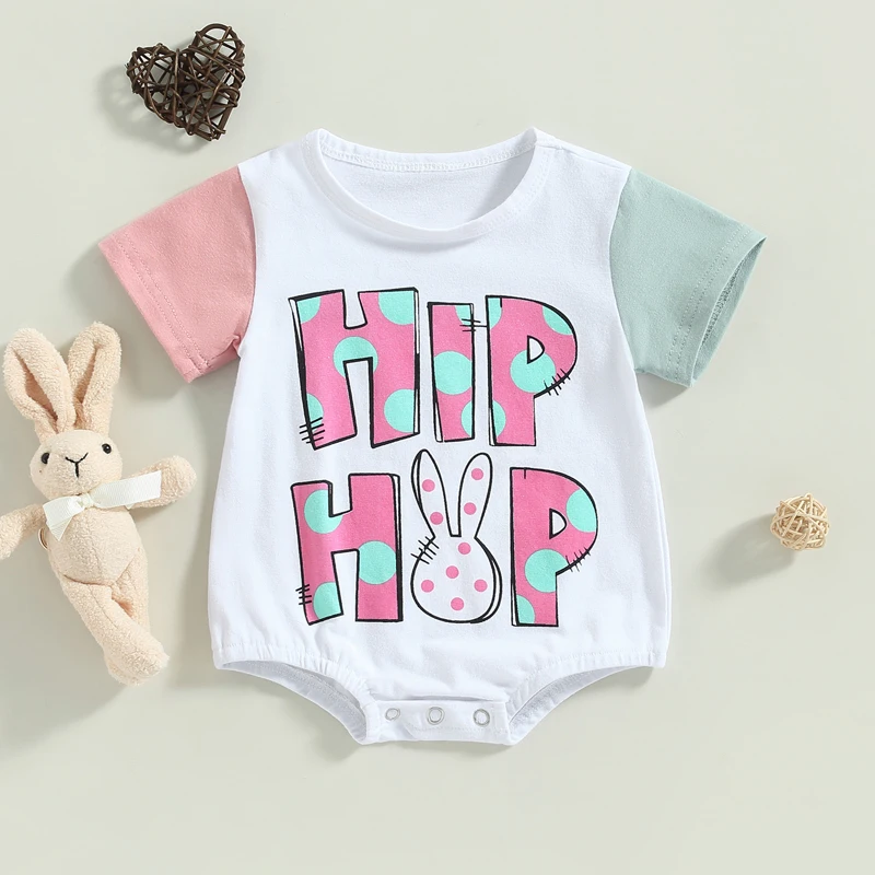 

Комбинезон с коротким рукавом и круглым вырезом для новорожденных мальчиков и девочек