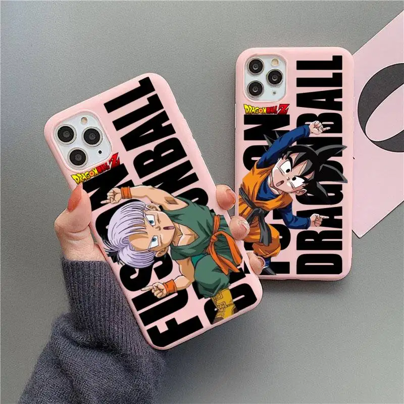

Dragon ball GOKU VEGETA Trunks Phone Case For iphone 14 Plus 13 12 Mini 11 Pro Max XS X XS XR Candy Pink Cover