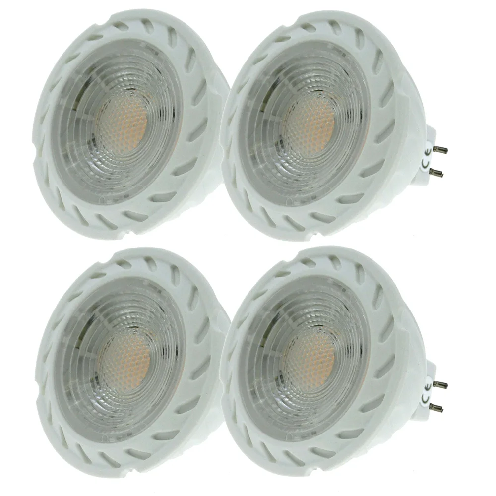 4-Piece Bi-Pin Base 12V LED GU5.3 Light Bulb Spotlight Flood Light Ceiling Light 5W with Lens 50W Halogen Bulb Replacement