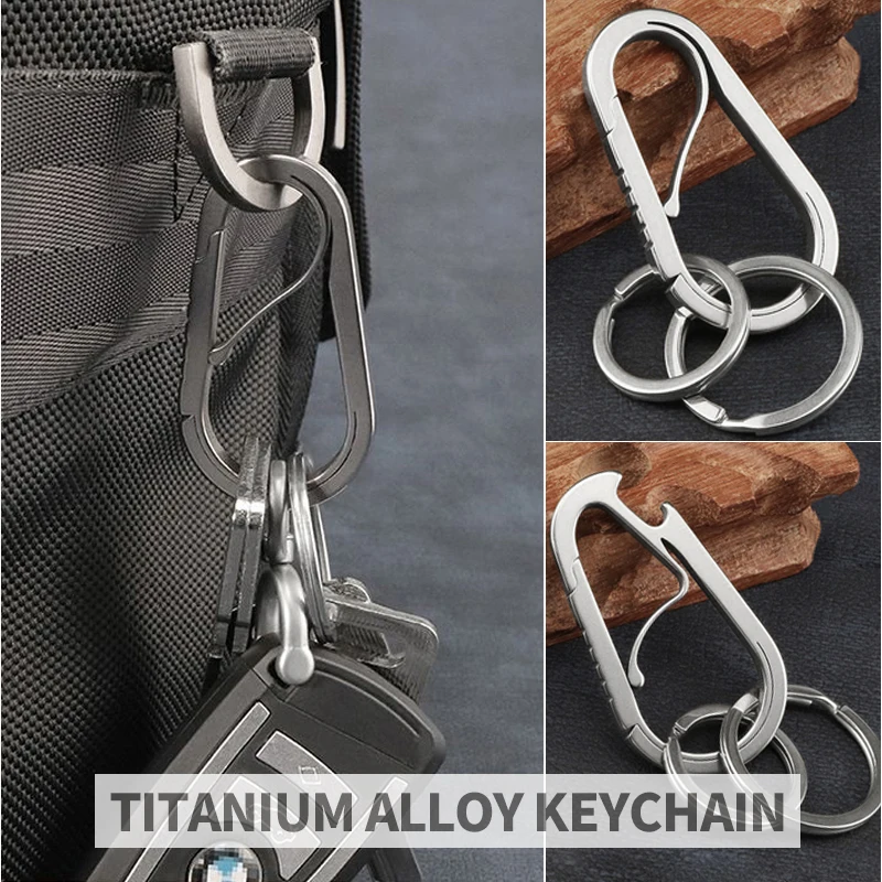

High Quality Waist Belt EDC Titanium Alloy Buckles Carabiners Car Keychain Accessories Stainless Steel Key Ring Gift For Men
