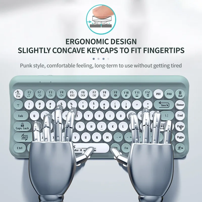 Беспроводная Bluetooth клавиатура и мышь 85 клавиш портативная двухцветная в стиле