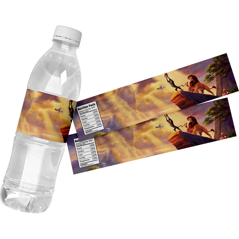 Наклейки на бутылки с водой Король Лев 24 шт.