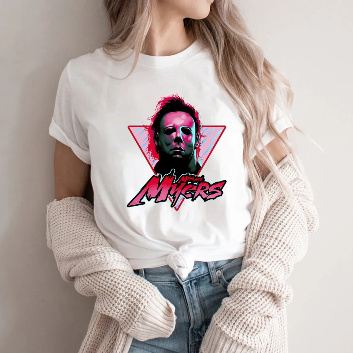 

Rheaclot Michael Myers Women's Summer Tops Graphic T-shirt Round Neck Tee