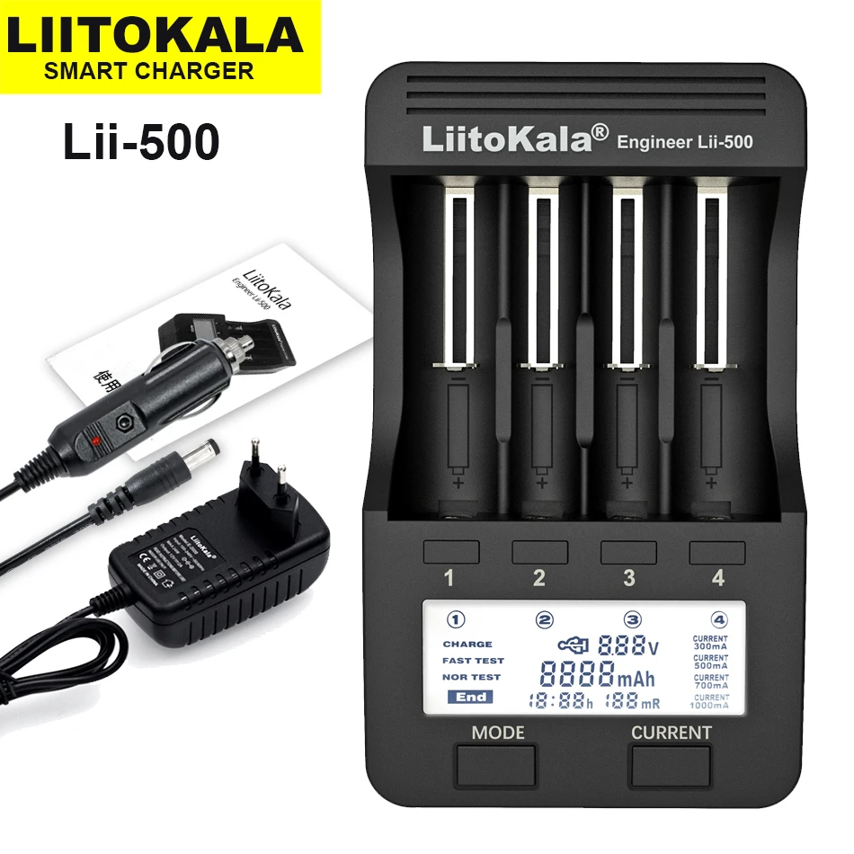Liitokala Lii-500 LCD 3.7V 18650 18350 18500 16340 17500 25500 10440 14500 26650 1.2V AA AAA NiMH Lithium Battery Charger