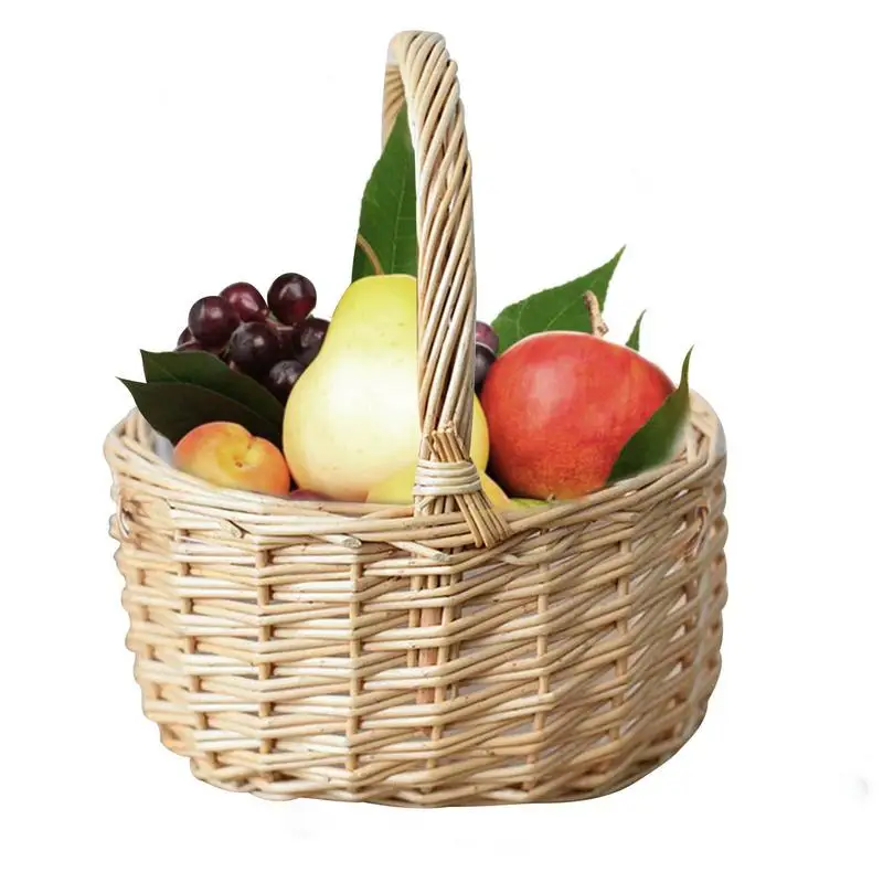 

Wicker Flower Basket Natural Handmade Woven Wicker Basket Flower Basket Handed Storage Basket For Home Garden Wedding Wall
