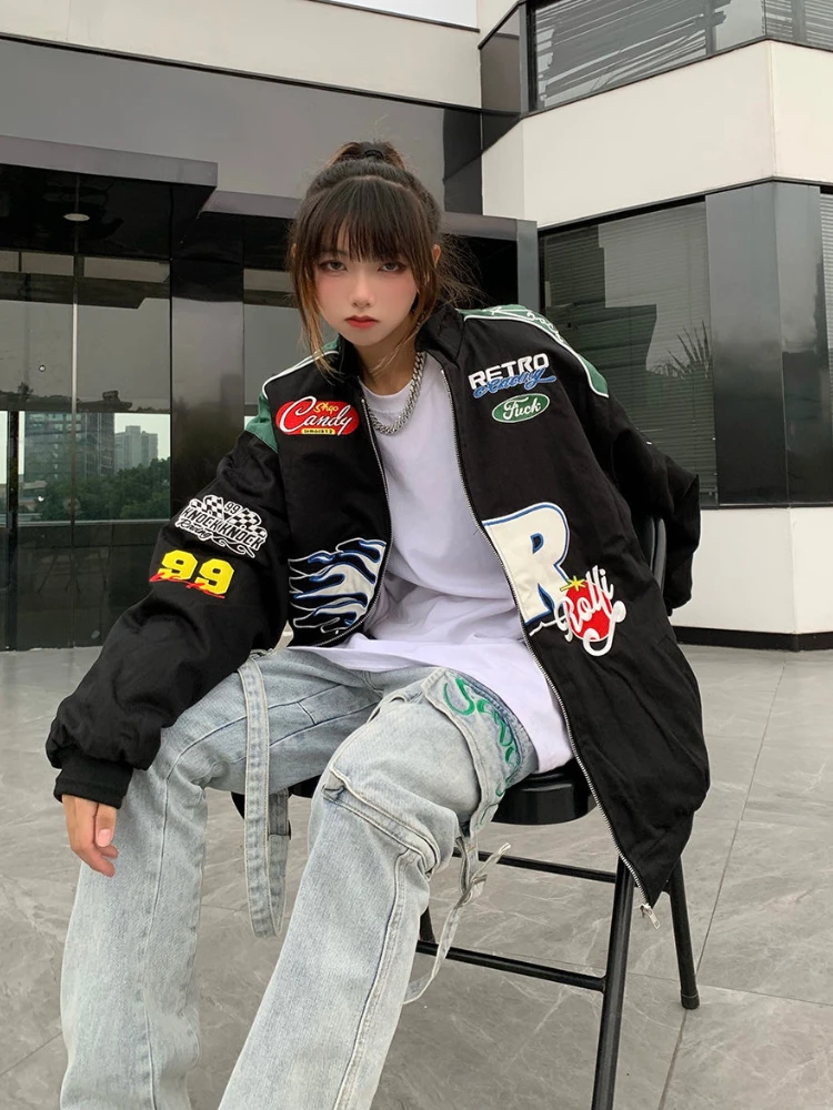 Куртка Мужская/Женская бейсбольная мотоциклетная куртка-бомбер в стиле ретро