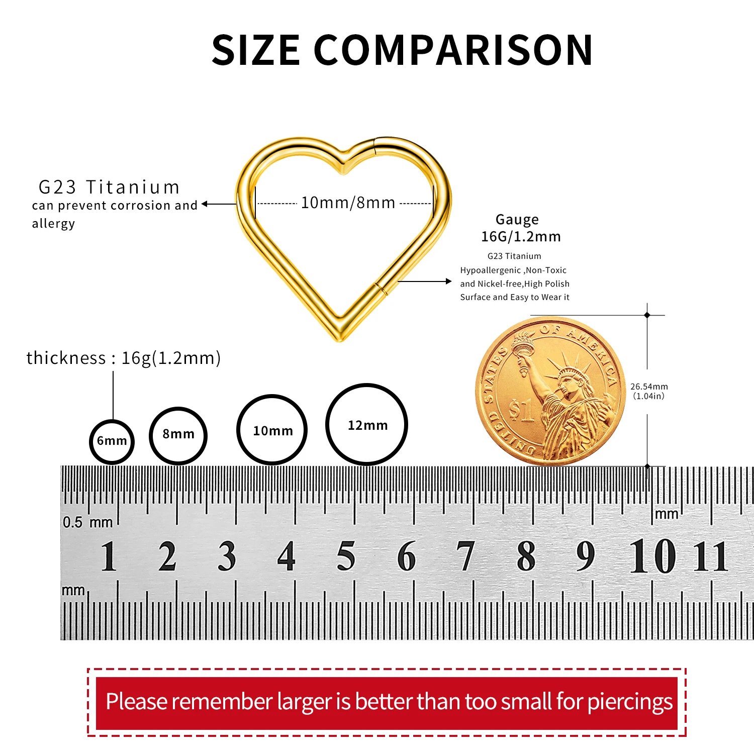 Титановое антиаллергическое кольцо G23 16 г 1 шт. |