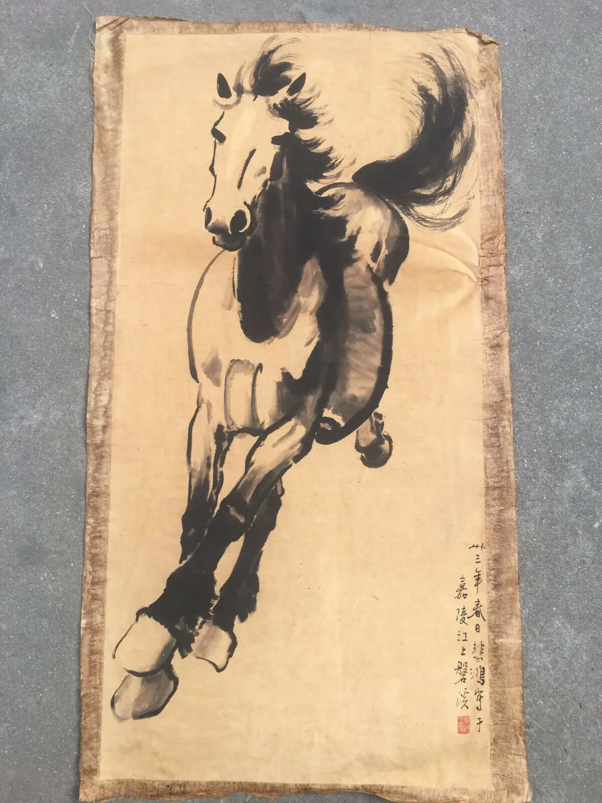 

Китайский Старый свиток Сюй Бэйхун, рисовая бумага для рисования лошадей