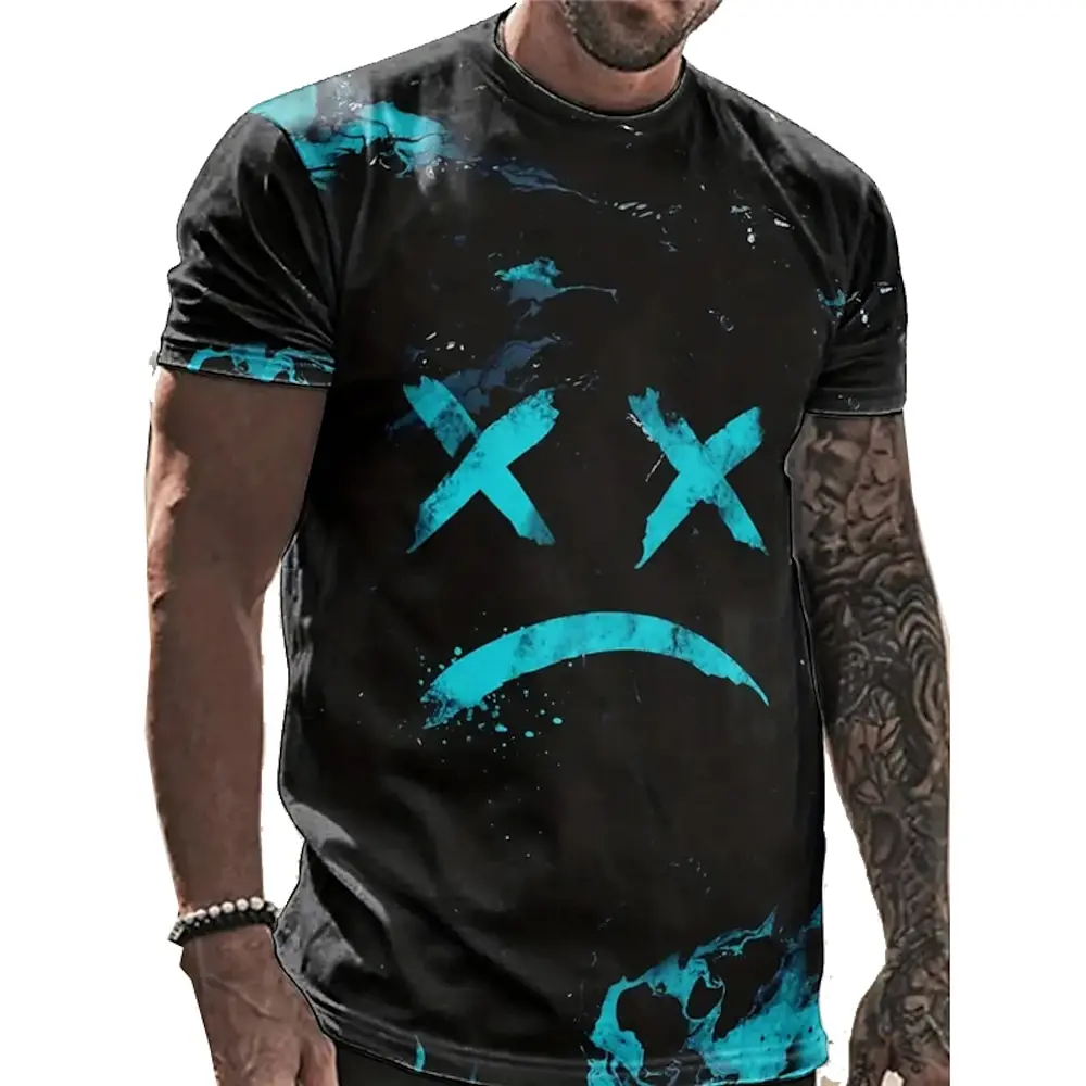 

Men's T shirt Tee Graphic Cartoon Geometric Crew Neck Clothing Apparel 3D Print Outdoor Daily Short Sleeve Print Fashion Designe