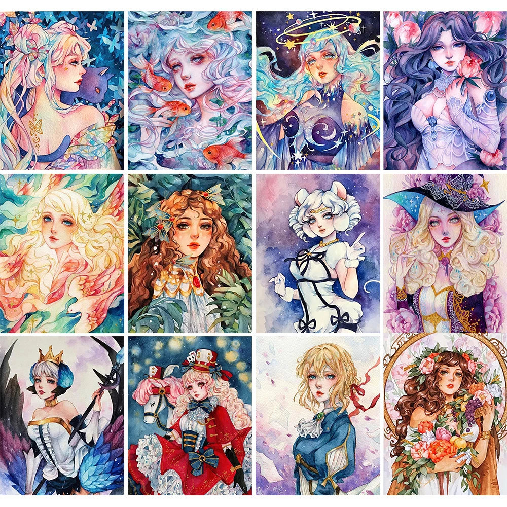 

5D Diamond Painting Cartoon Girl Portrait Full Round Diamond Embroidered Mosaic Home Decoration