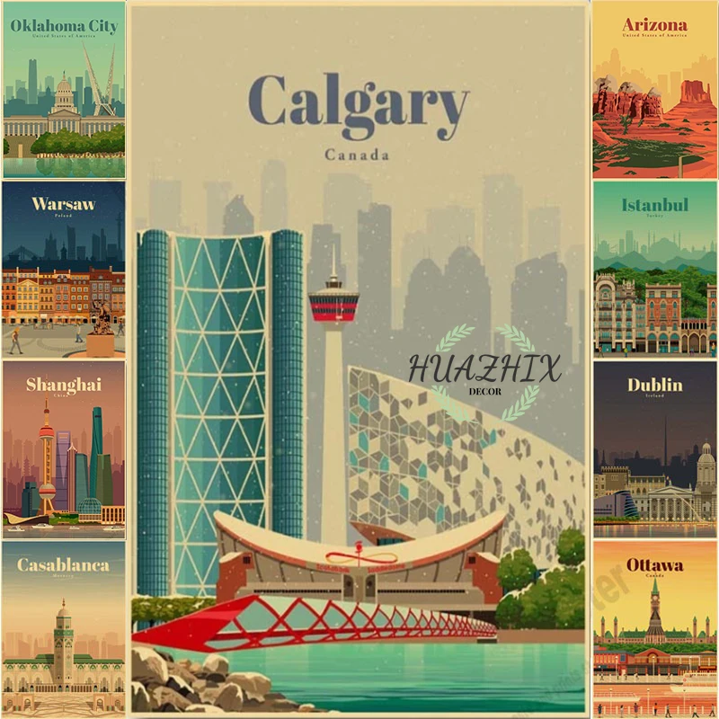 

Vintage Travel City Kraft Paper Anime Poster Morocco Milan Landscape Print Wall Art Picture Home Bar Decoration Painting Sticker