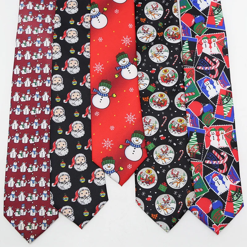

Christmas Tie 7cm Men Necktie Gifts Black Red Green Tree Santa Claus Snowman Neck Ties For Party Festival Xmas Shirt Accessories