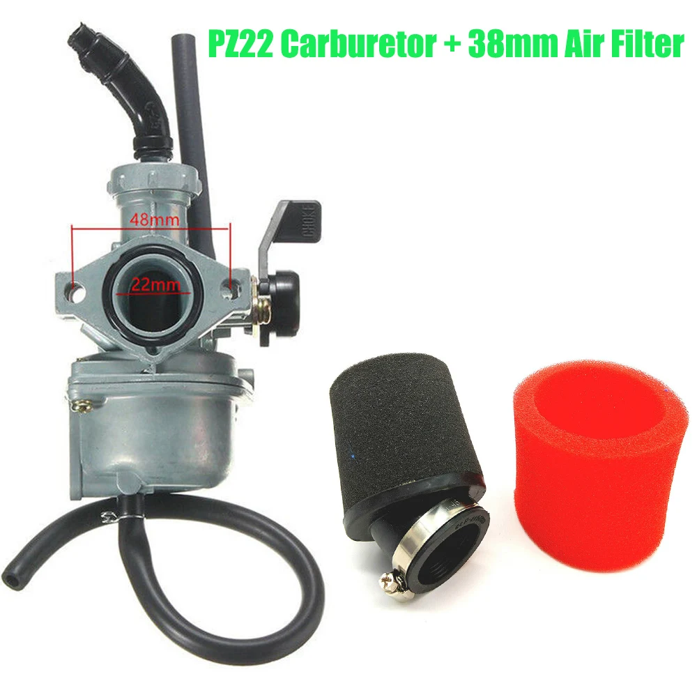 Engine PZ22 Carburetor +38mm Air Filter Universal For Horizontal Engine ATV 125cc-160cc ATV Quad Dirt Bike Kart Buggy Dirt Bike
