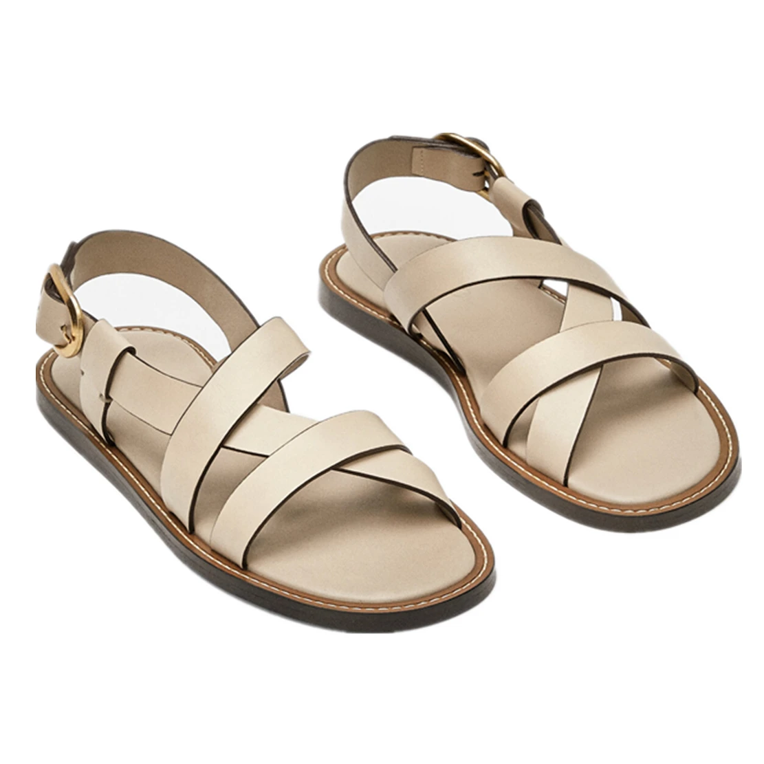 Jenny&Dave Morocco Retro Fashion Genuine Shoes Women Leather Cowhide Casual Sandals Women Texture Roma Flat