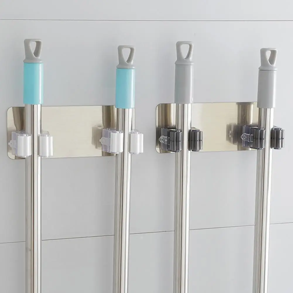

Multi-purpose Hooks Mop Holder Wall Mounted Mop Organizer Hook Self-adhesive Waterproof Broom Hanger Hook Wall Bathroom Kit H5u7