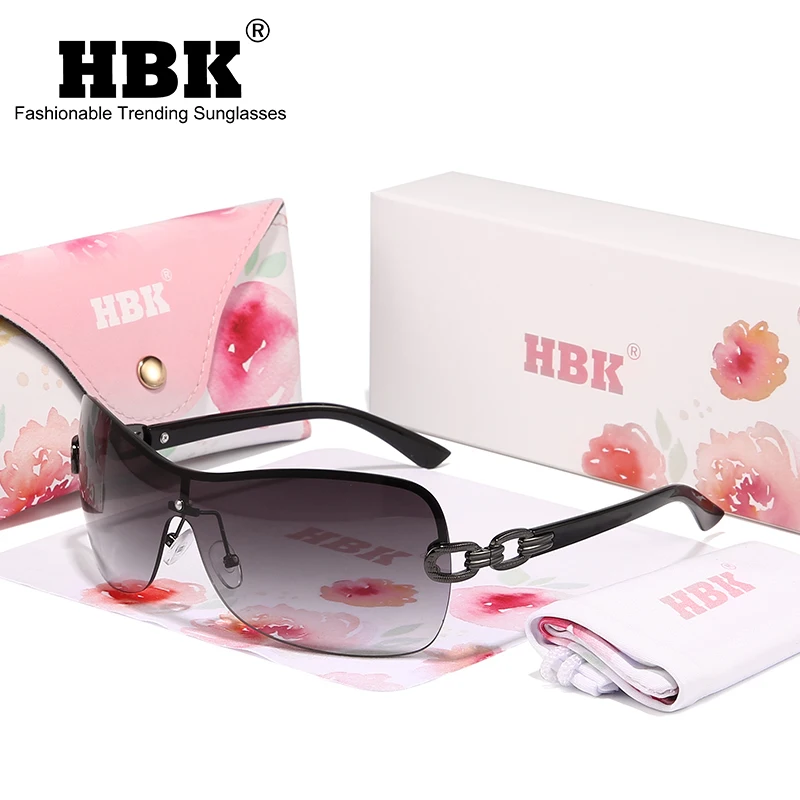 

Женские крупные градиентные солнцезащитные очки HBK, винтажные дизайнерские очки с широким экраном, Y2K