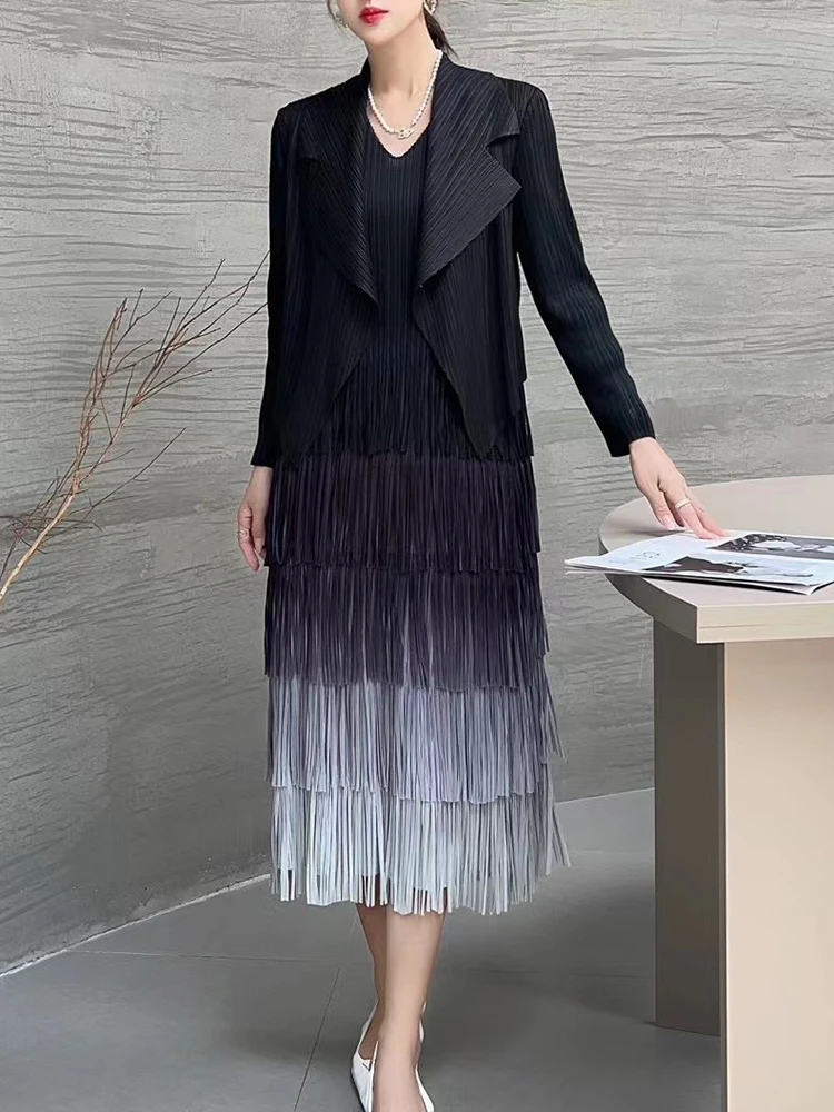 Женский комплект из двух предметов GVUW плиссированный пиджак с кисточками и