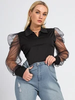2022 summer women clohting v neck long sleeve solid color sexy blouses for casual fashion office plus size blouses