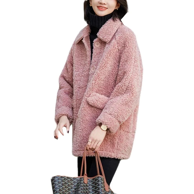 

Women Jackets 2022 Autumn Winter New Fashion Velvet Thickening Warm Single-Breasted Lapel Ladies Coats Female Outerwear Tops