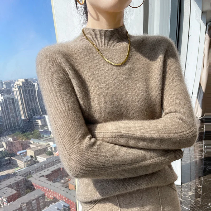 Свитер из чистой шерсти свитер с полувысоким воротом Женский пуловер