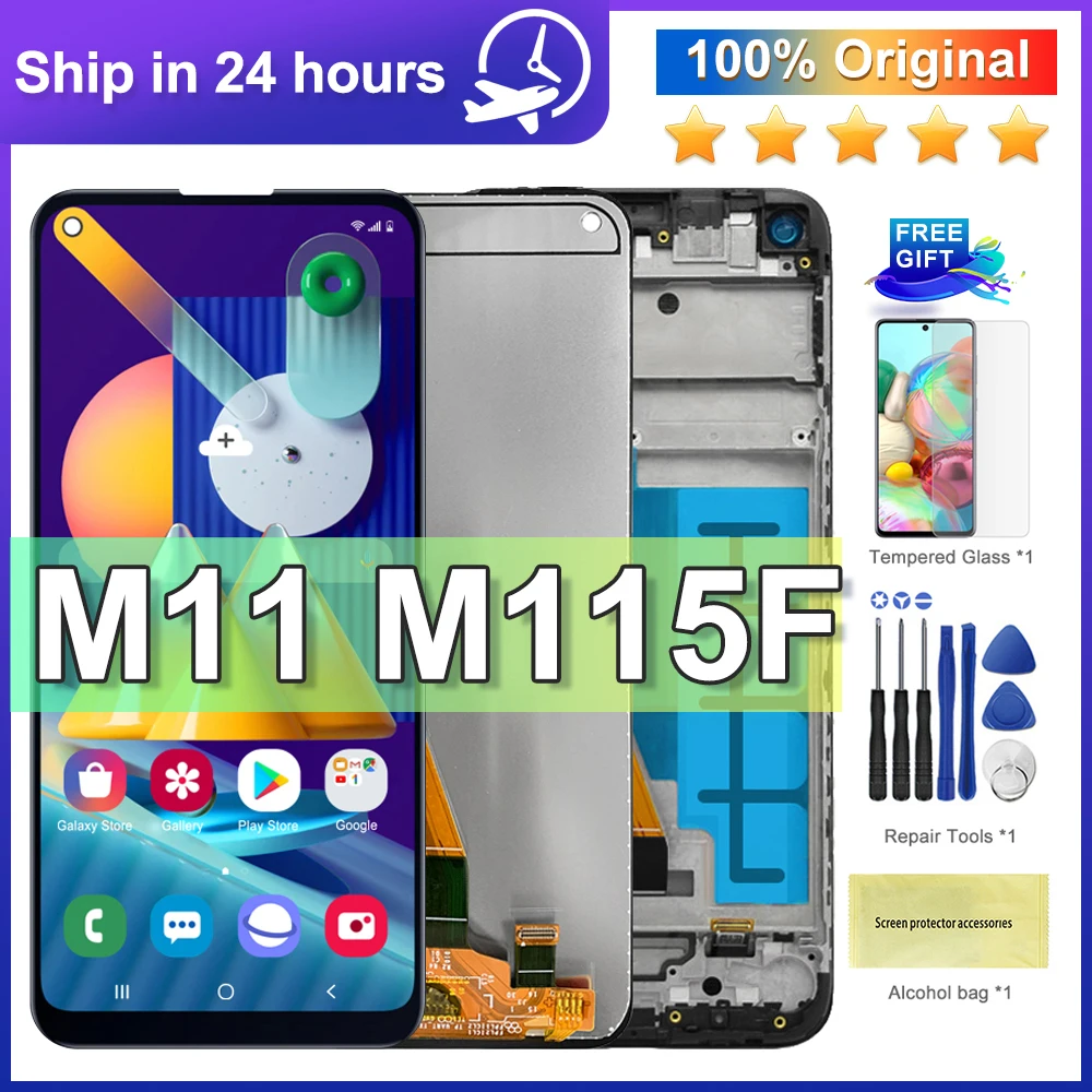 6,4 'Оригинальный ЖК-дисплей для Samsung Galaxy M11 LCD M115 SM-M115 M115F M115G/DS, ЖК-дисплей, сенсорный экран, дигитайзер с рамкой в сборе
