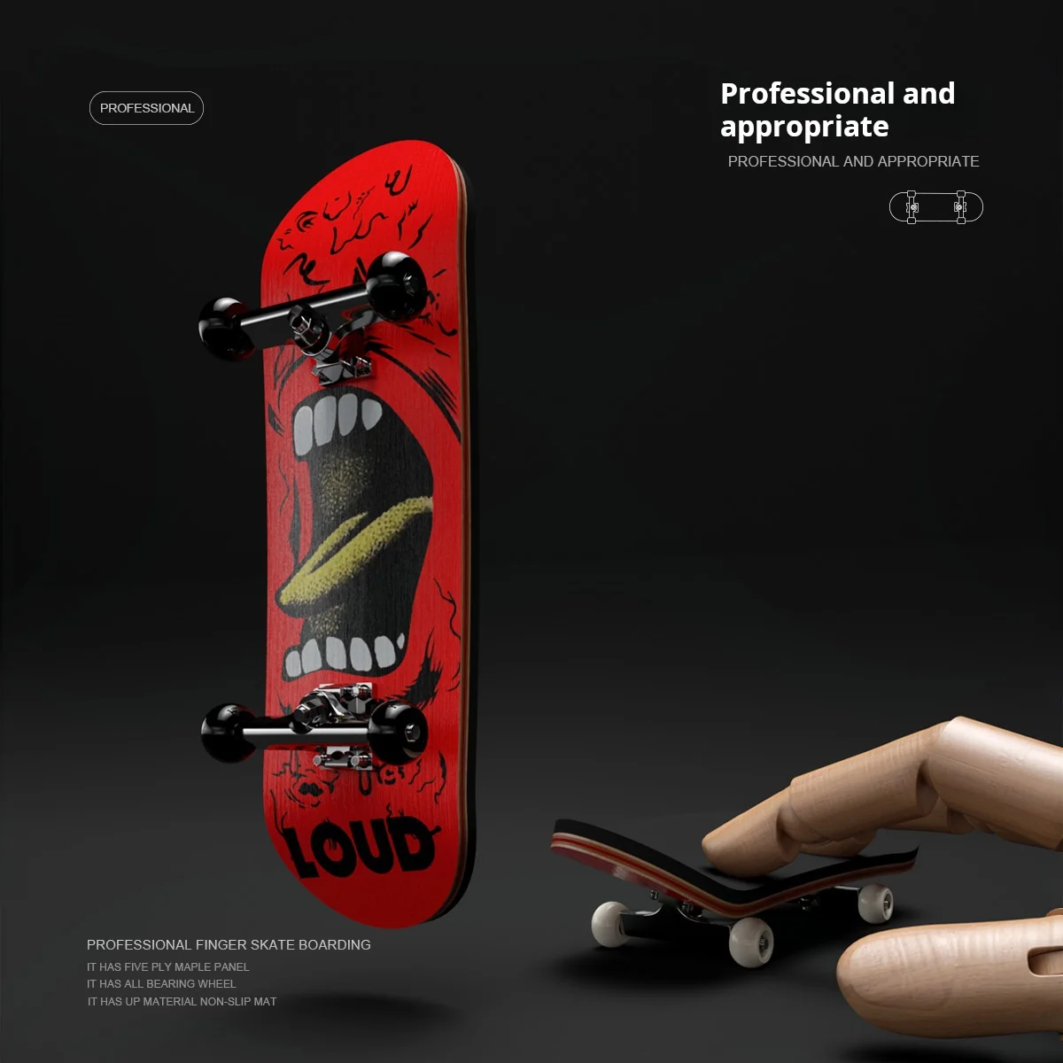 Красный Черный Цвет Череп Палец Скейтборд Профессиональный Уровень Случайный