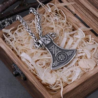 316l stainless steel vintage viking thor axe necklace mens viking warrior axe punk rock pendant viking scandinavian jewelry