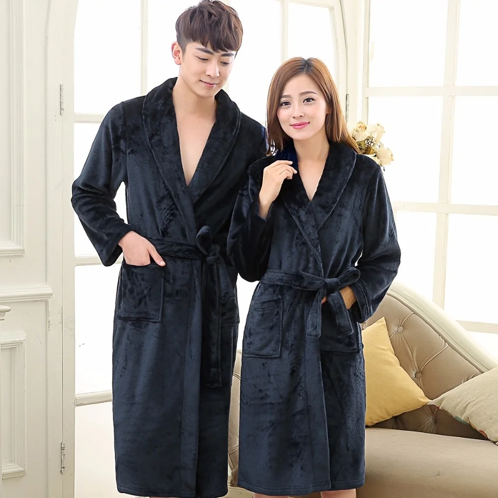 

Lovers Dress for Men and Women Warm Super Soft Flannel Coral Fleece Lon Bat Robe Mens Kimono Batrobe Male Dressin own Robes