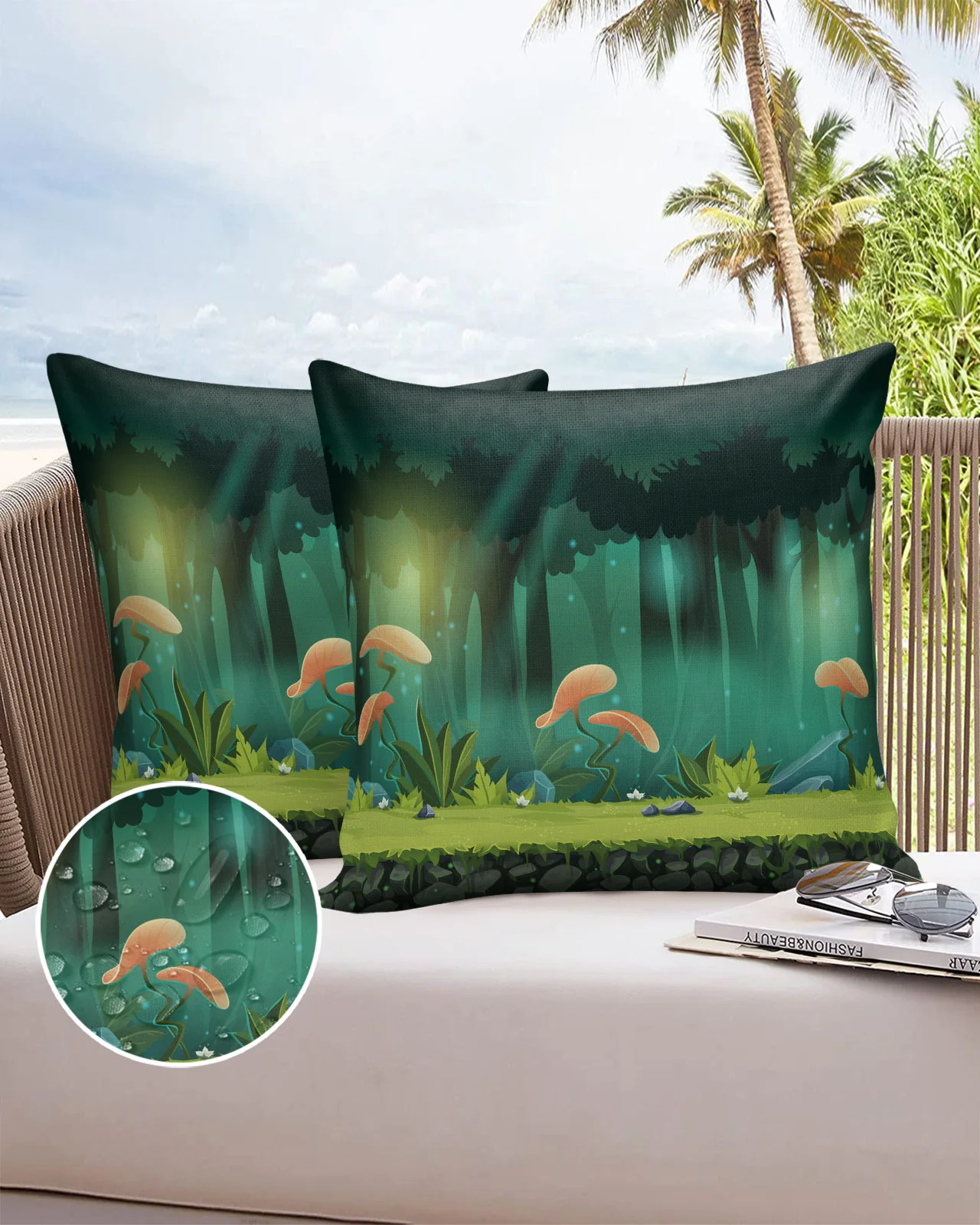 

Mushroom Forest Green Plant Flower 2/4 Pcs Pillow Cushion Cover Waterproof 40 X 40 Pillowcase 60 X 60 Cotton Linen Pillow Cases