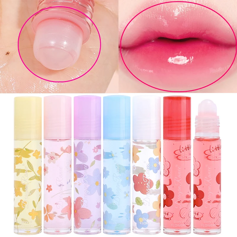 

Flower Lip Gloss Transparent Lip Oil Moisturizing Reducing Lip Lines Nourishes Lips Waterproof Long-lasting Liquid Lip Cosmetics
