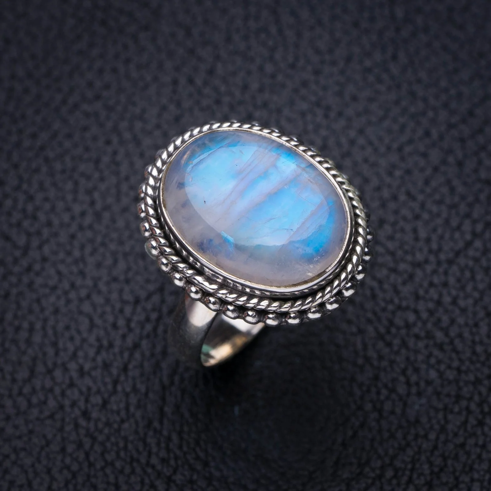 

StarGems Natural Moonstone Handmade 925 Sterling Silver Ring 8 E8920