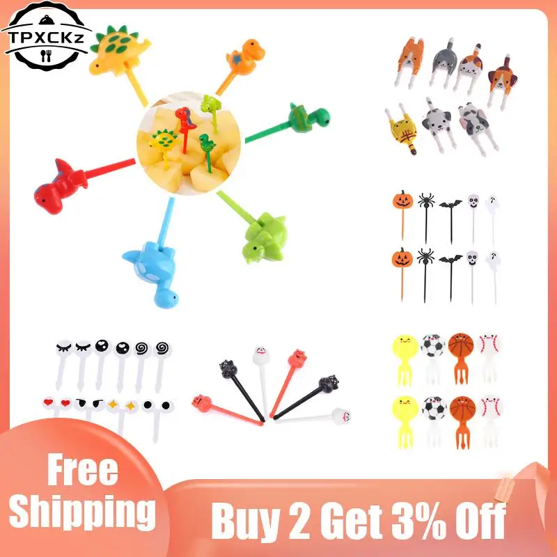 

4-50pcs Animal Farm Dinosaur Fruit Fork Mini Cartoon Children Snack Cake Dessert Pick Toothpick Bento Lunches Party Decoration