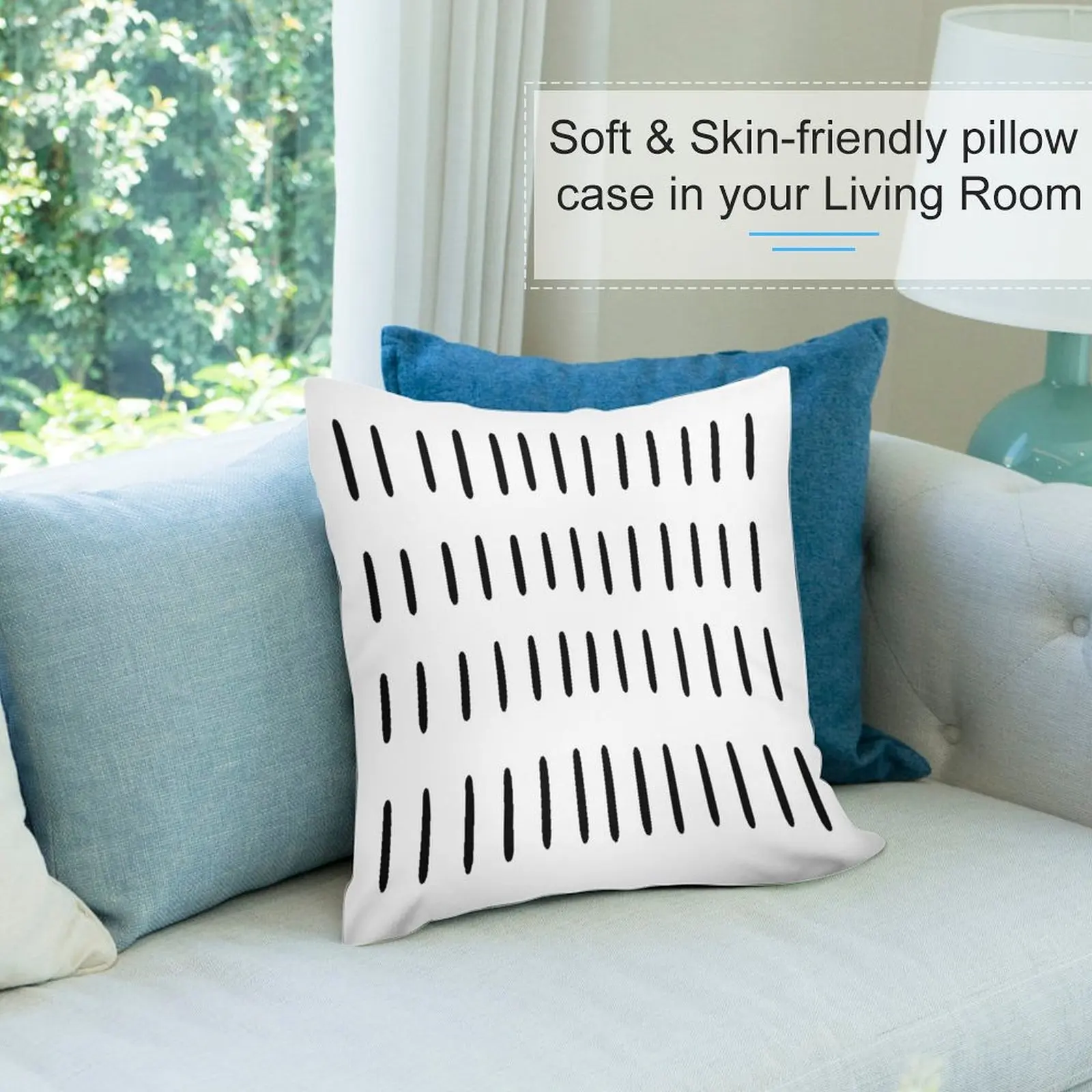 Скандинавская черно-белая подушка ручной росписи скандинавские линии