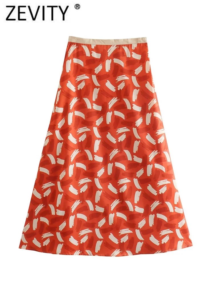 

Zevity Women Vintage Graffiti Print A Line Midi Skirt Faldas Mujer Lady Chic Back Zipper Casual Slim Vestidos QUN1903