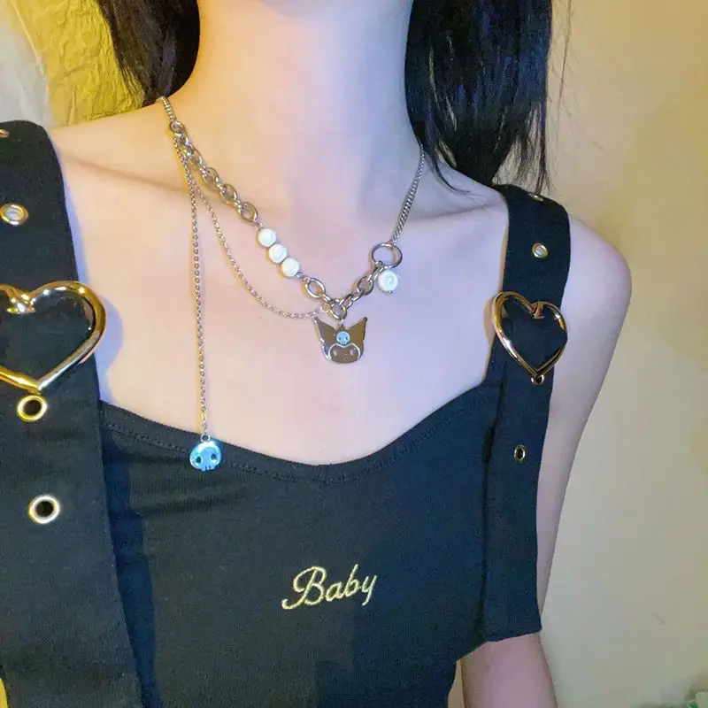 

Sanrio Anime Kawaii Kuromi Necklace Decoration Cute Cartoon Cinnamoroll Collarbone Chain Accessory Fashion Gifts for Girls