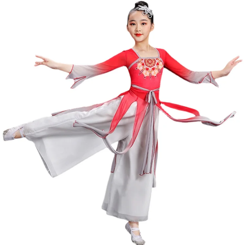 

Детское классическое танцевальное платье Янко, танцевальное платье в китайском стиле, тренировочное платье ханьфу для девочек, платье в национальном стиле